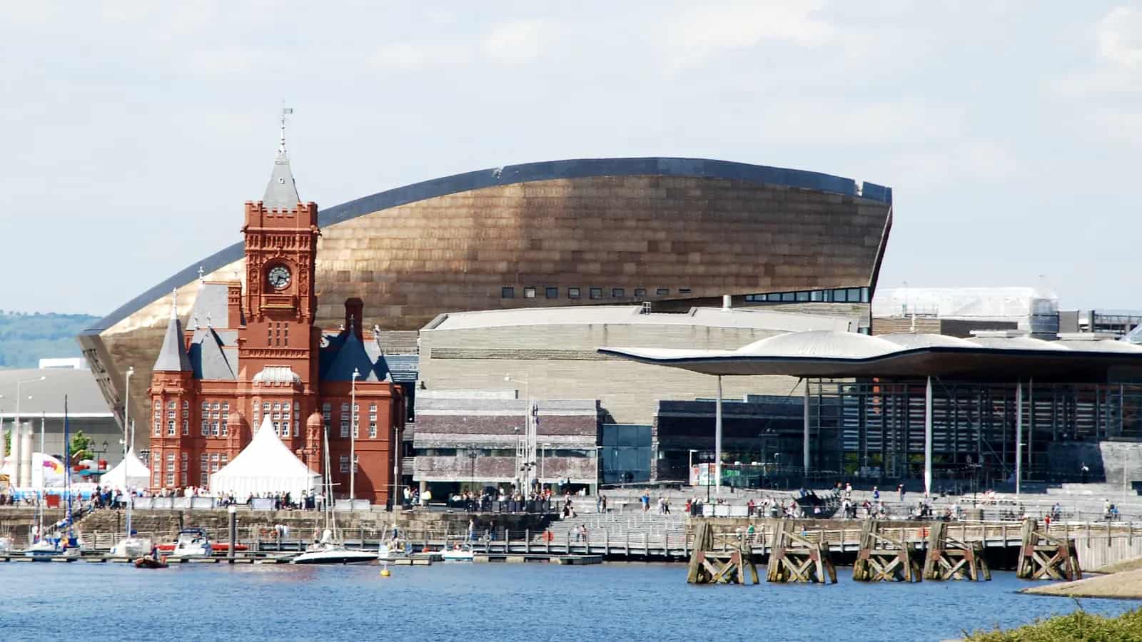 Pierhead Building, Senedd and Wales Millennium Centre at Cardiff Bay