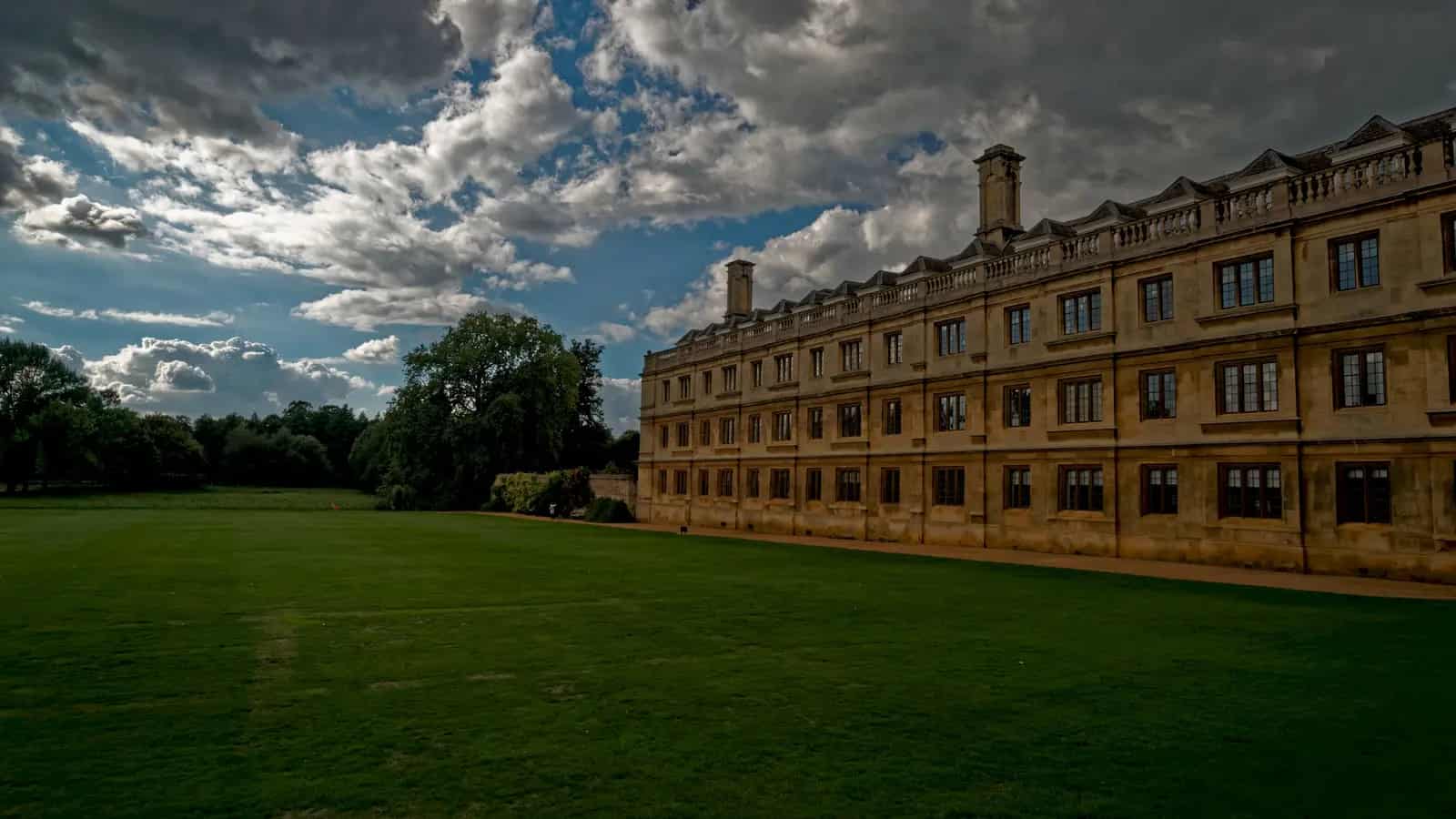 King's College back lawn and the River Cam in Cambridge