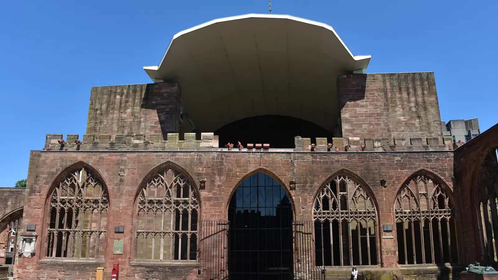 The old and new Coventry Cathedral buildings