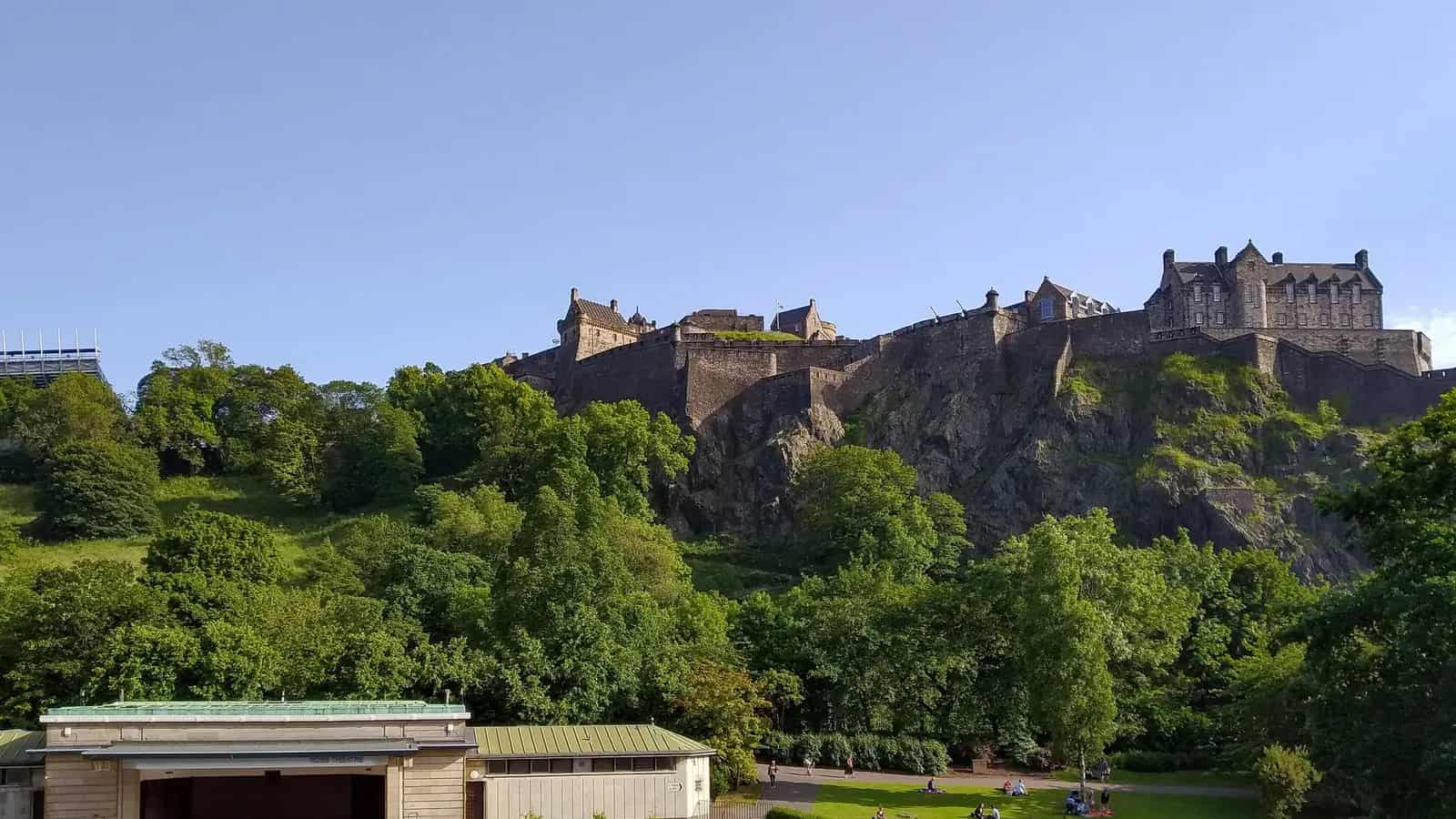 Edinburgh Castle above Princes Street Gardens