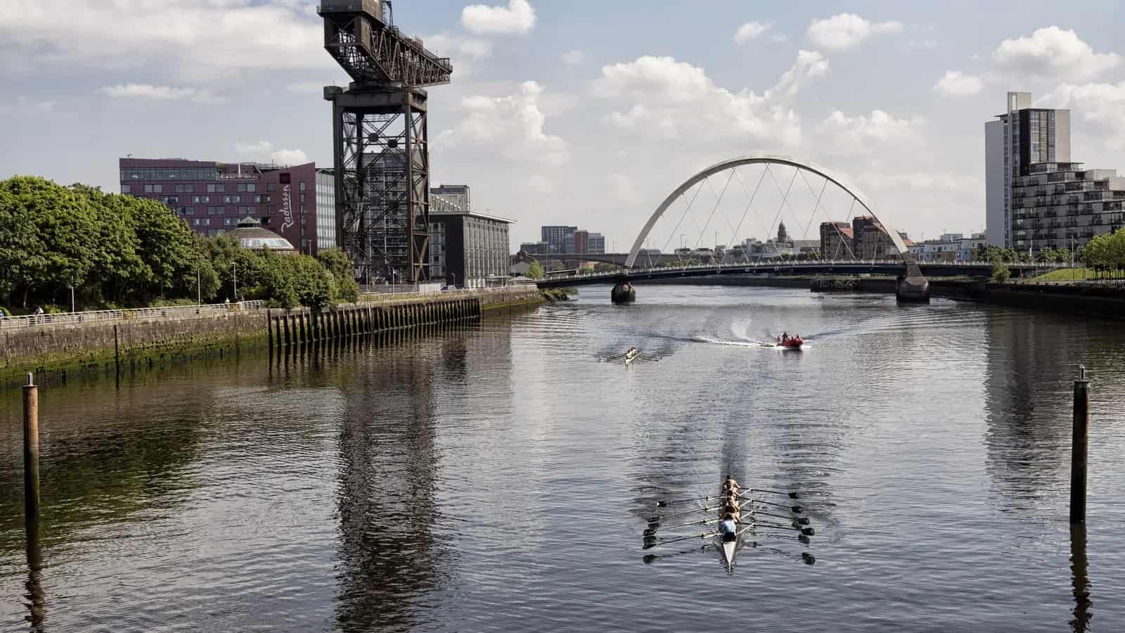 Finnieston Crane and Clyde Arc on the River Clyde in Glasgow