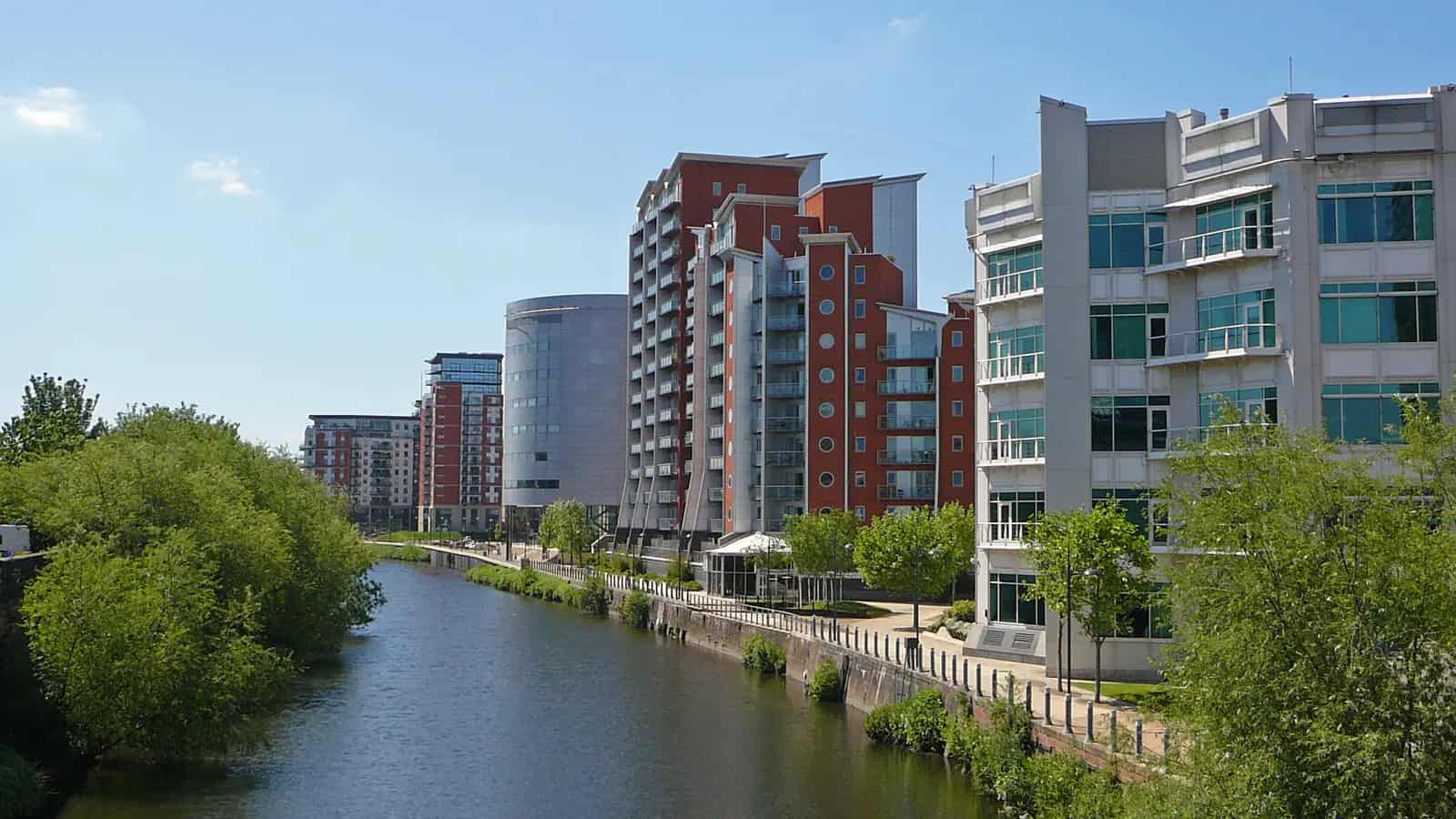 River Aire waterfront in Leeds