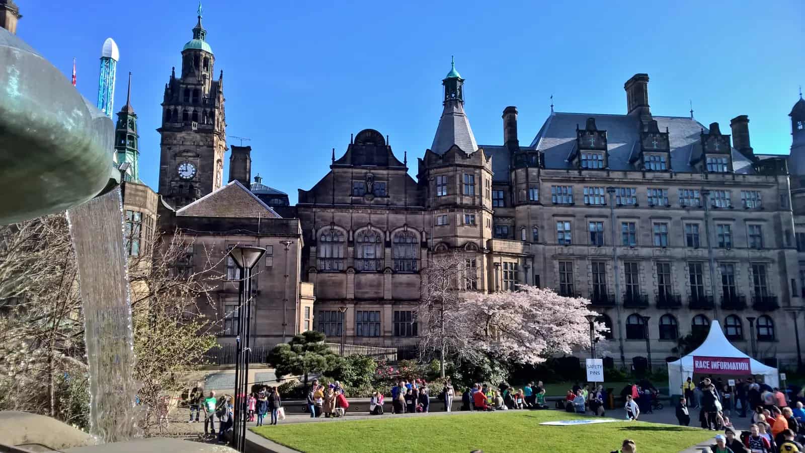 Sheffield Town Hall beside the Peace Gardens